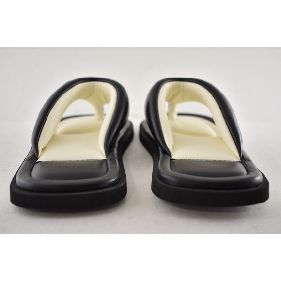 Chanel 22P Black White Lambskin Padded Pool Thong Logo Mule Slide Flat Sandal 36 - Picture 13 of 14